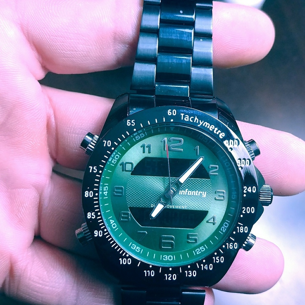 Gun Metal Infantry Tachymetre Watch